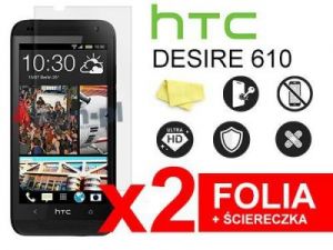 2x Folia ochronna na ekran do HTC Desire 610 + 2x ściereczka