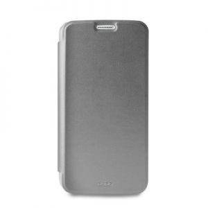 PURO Booklet Wallet Case - Etui Samsung Galaxy S6 z kieszenią na kartę (srebrny/przezroczysty tył)