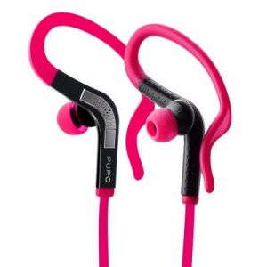 PURO Sport Stereo In-ear Earphones - Słuchawki sportowe z płaskim kablem (różowy)