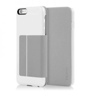 Incipio Highland Folio Case - Etui iPhone 6/6s Plus z kieszenią na kartę + stand up (biały/popielaty
