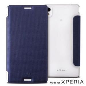 PURO Booklet Wallet Case - Etui Xperia M4 AQUA z kieszenią na kartę (niebieski/przezroczysty tył)