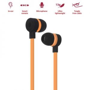 PURO IPHF16 - Słuchawki z płaskim kablem z mikrofonem i pilotem (pomarańczowy)