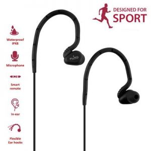 PURO Sport Stereo In-ear Earphones - Wodoodporne słuchawki sportowe z okrągłym kablem (czarny)
