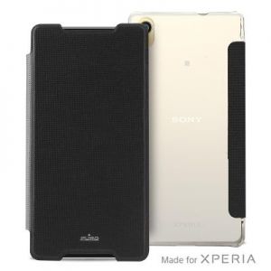 PURO Booklet Wallet Case - Etui Sony Xperia Z5 Premium z kieszenią na kartę (czarny/przezroczysty ty