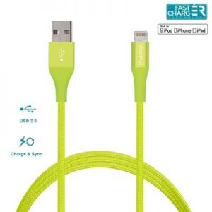 PURO Braided Cable - Kabel MFi z Lightning + klips + Aluminum Connector 1m (Lime Green)