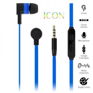 PURO ICON Stereo Earphone - Słuchawki z płaskim kablem W/answer (Dark Blue)