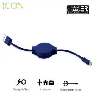 PURO ICON Retractable Cable - Zwijany kabel ligtning MFi (Dark Blue)