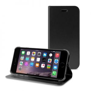 PURO Booklet Wallet Case - Etui iPhone 6/6s z kieszenią na kartę + stand up (czarny)