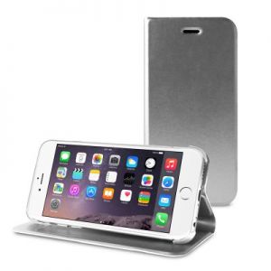 PURO Booklet Wallet Case - Etui iPhone 6/6s z kieszenią na kartę + stand up (srebrny)