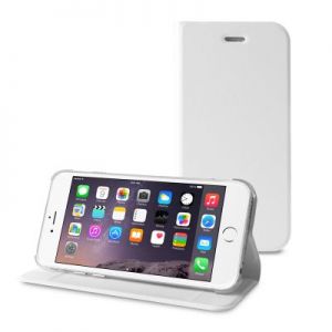 PURO Booklet Wallet Case - Etui iPhone 6/6s z kieszenią na kartę + stand up (biały)
