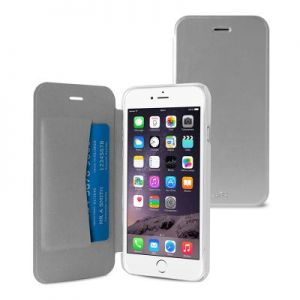 PURO Booklet Wallet Case - Etui iPhone 6 Plus/6s Plus z kieszenią na kartę (srebrny/przezroczysty ty