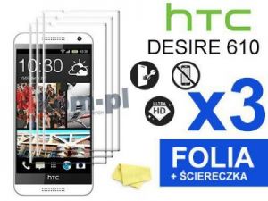 3x Folia ochronna na ekran do HTC Desire 610 + 3x ściereczka