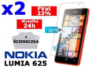 2x Folia ochronna na ekran do Nokia Lumia 625 + 2x ściereczka