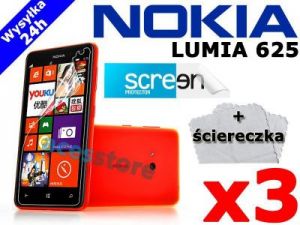3x Folia ochronna na ekran do Nokia Lumia 625 + 3x ściereczka