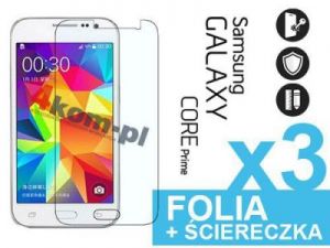 3x Folia ochronna na ekran do Samsung Galaxy Core Prime G360 + 3x ściereczka