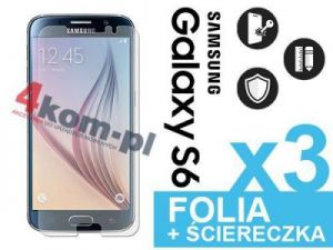3x Folia ochronna na ekran do Samsung Galaxy S6 + 3x ściereczka