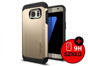 ETUI SPIGEN TOUGH ARMOR SAMSUNG GALAXY S7 + SZKŁO HARTOWANE - Złoty