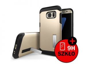 ETUI SPIGEN TOUGH ARMOR SAMSUNG GALAXY S7 EDGE + SZKŁO HARTOWANE - Złoty