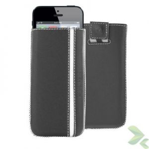 Valenta Pocket Stripe - Skórzane etui wsuwka iPhone 5/5s/5c/SE (czarny)