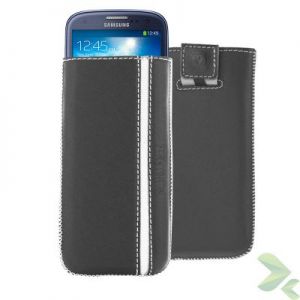 Valenta Pocket Stripe - Skórzane etui wsuwka Samsung Galaxy S4/S3, HTC One i inne (czarny)