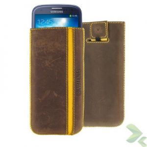 Valenta Pocket Stripe Vintage - Skórzane etui wsuwka Samsung Galaxy S4/S3, HTC One i inne (brązowy)
