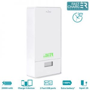 PURO Universal External Fast Charger Battery - Uniwersalny Power Bank 20000mAh 6.2A 4USB (biały)