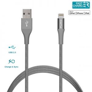 PURO Braided Cable - Kabel MFi z Lightning + klips + Aluminum Connector 1m (Space Gray)
