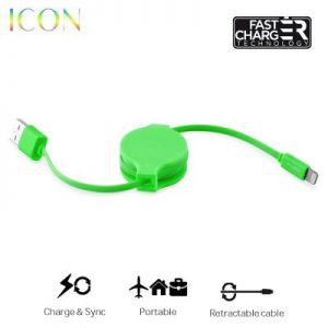 PURO ICON Retractable Cable - Zwijany kabel ligtning MFi (Green)